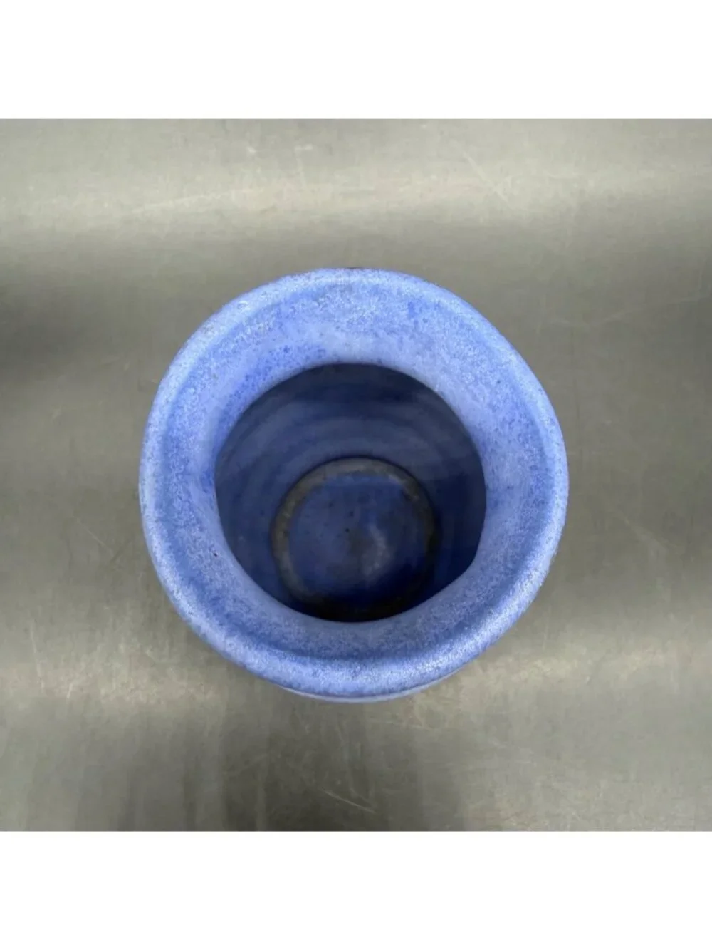Niloak Vase Blue Ribbed Matte Pottery Beehive Arts and Crafts Mission Style